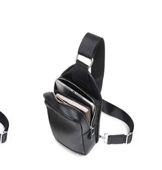 Чоловіча крос-боді сумка на груди шкіряна мужская бананка кожаная