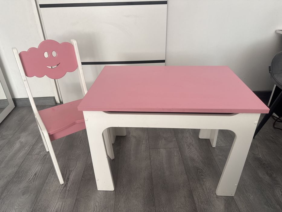 Zestaw krzeselko stolik dla dzieci drewniany