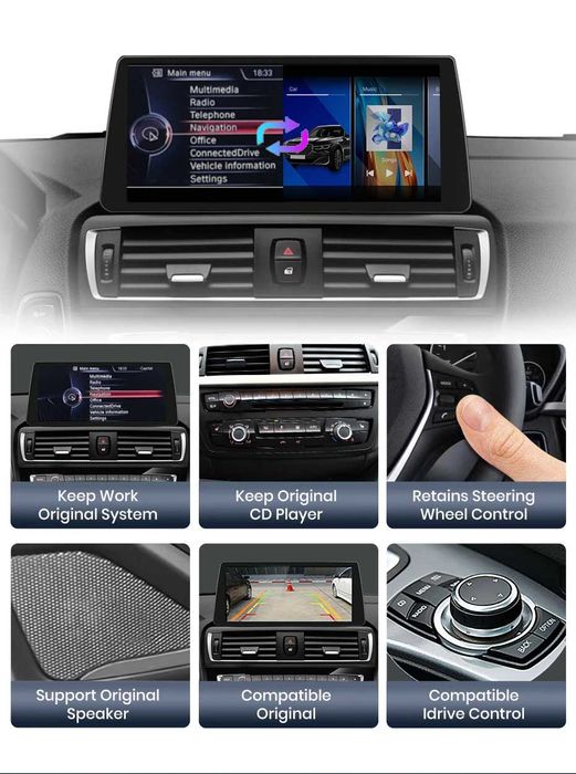 Rádio 12.3" Android Carplay BMW Série 3 e 4 F30 a F36 GPS 4G 4/64GB
