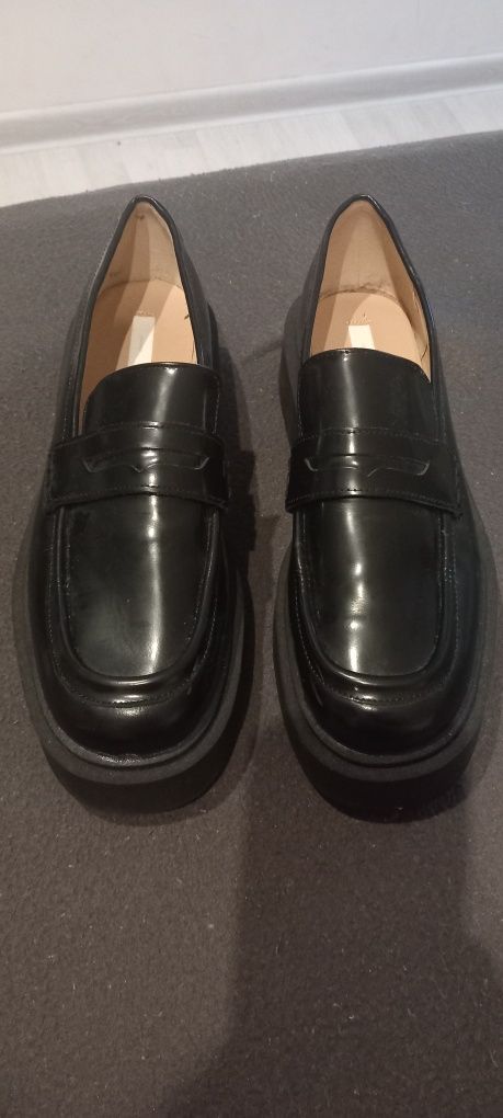 Chunky leather loafers, mokasyny rozm. 42