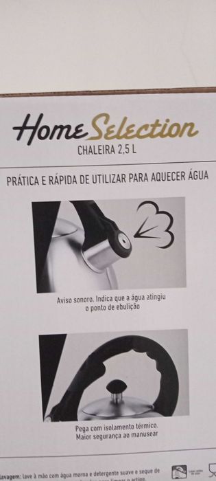 Chaleira Nova, Aço Inox - 2,5 litros. Aviso Sonoro.
