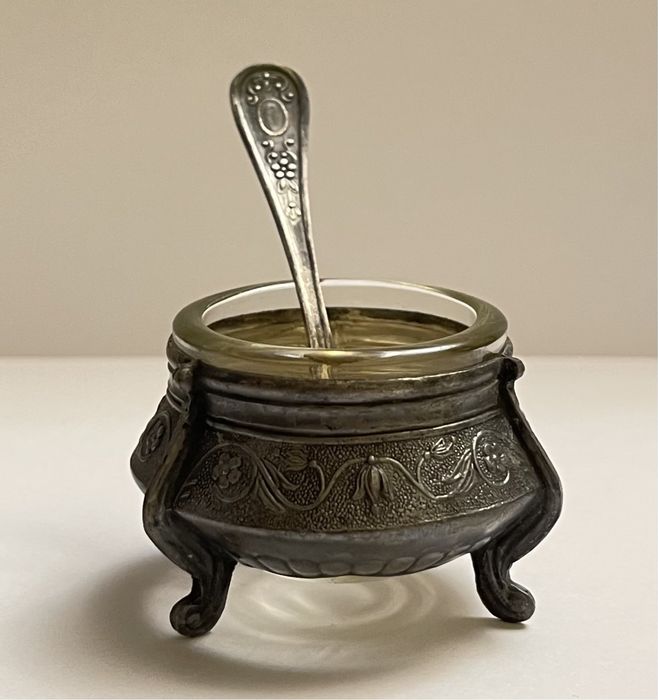 Stara mała solniczka kawiornica posrebrzana ZSRR