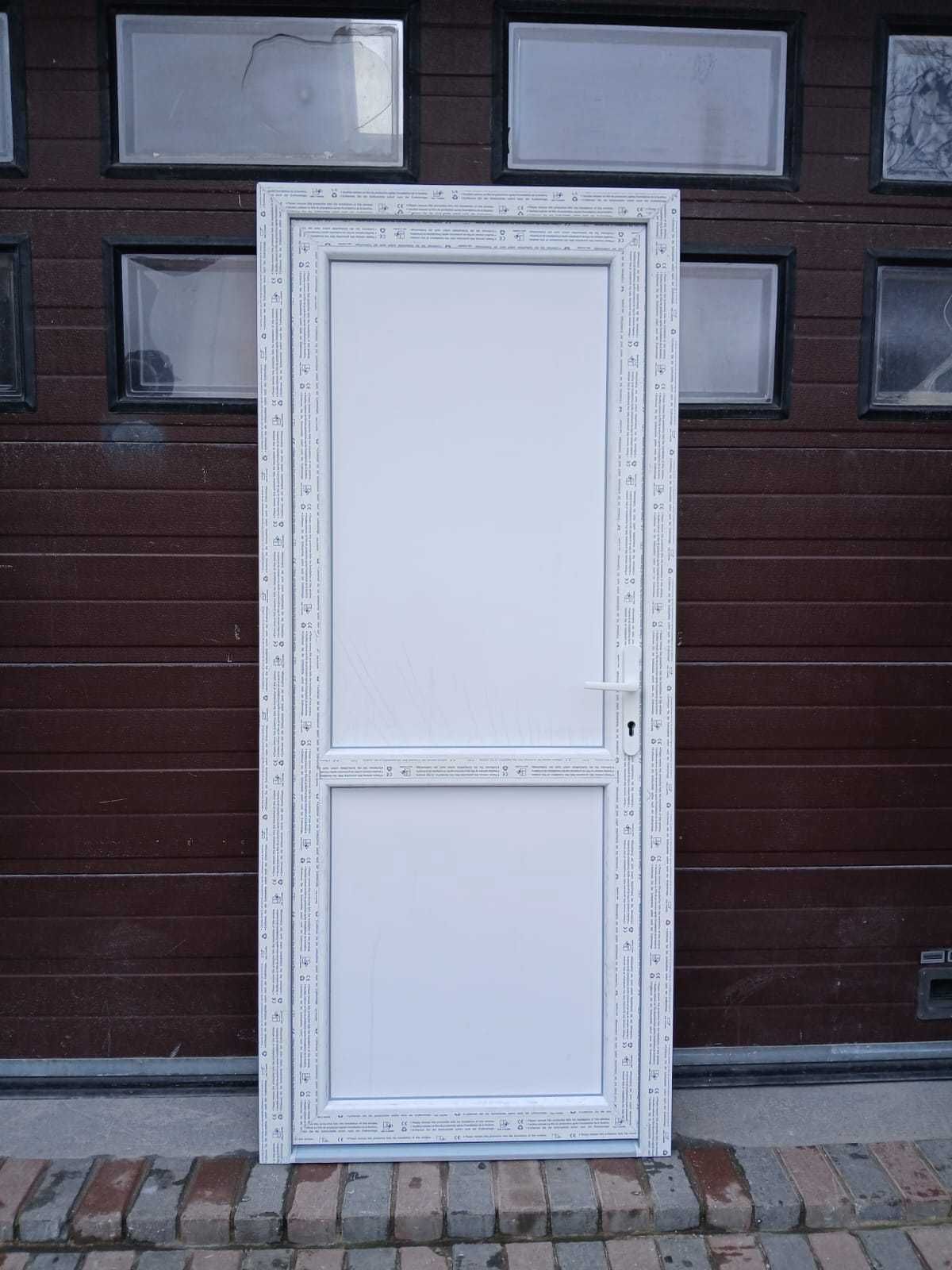 Drzwi zewnętrzne PCV Nowe 90x210 plastikowe pełne DOWÓZ CAŁY KRAJ