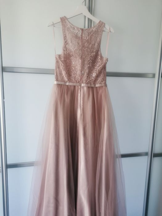 Różowa sukienka balowa Luxuar ślub studniówka druhna ślubna świadkowa