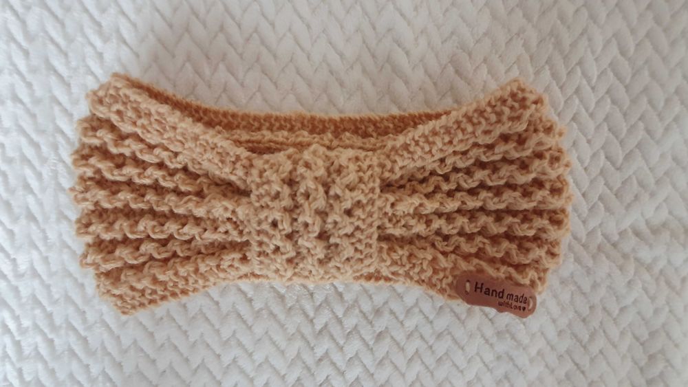 Beżowa damska opaska na głowę - Handmade, Rękodzieło
