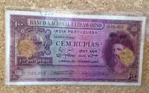 Nota 100 Rupias 1945 Índia Portuguesa
