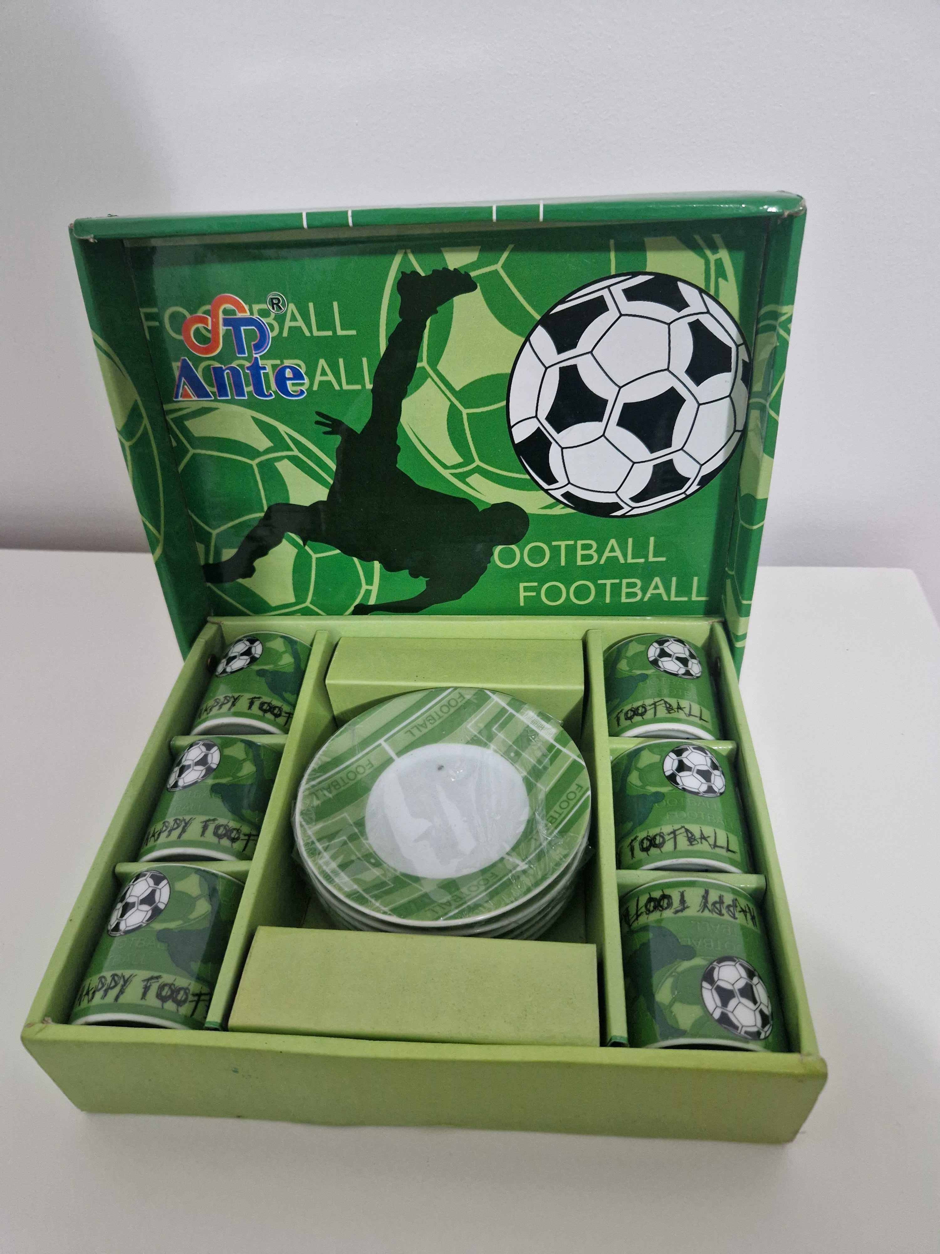 Conjunto de Chá/Café Temático Futebol – 6 Xícaras + Pires (Novo)