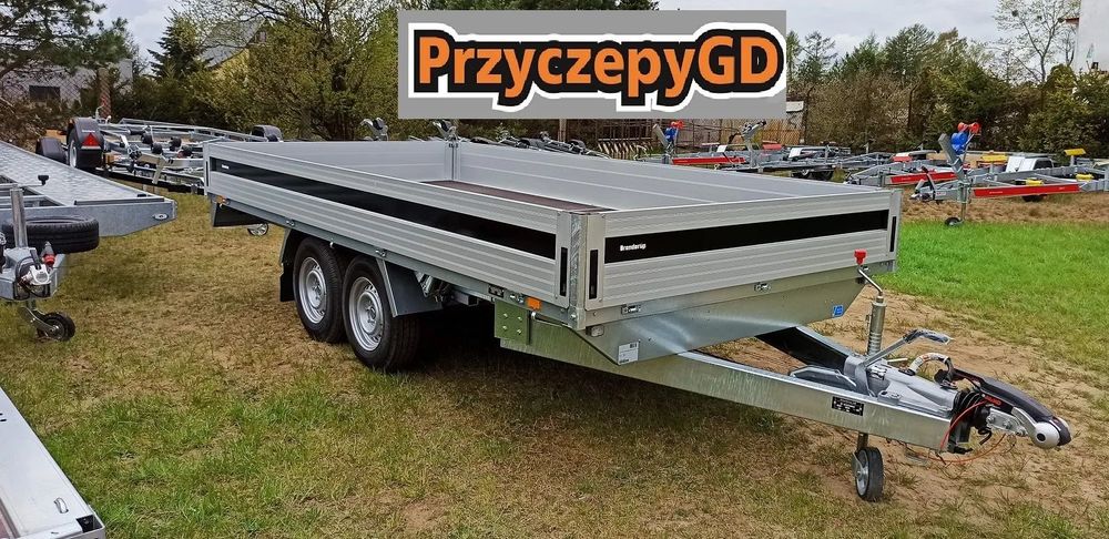 Brenderup PRZYCZEPA 5420 3500KG 417x204x34 cm MOCNA, OTWIERANE BURTY WSZYSTKIE  Transporter koła pod spodem, szeroka burty ALU demontowalne