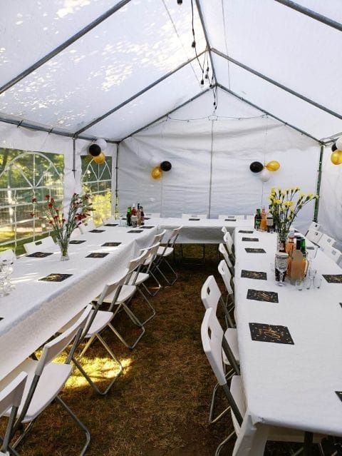 Namiot imprezowy pawilon cateringowy stoły krzesła na wynajem wypożycz