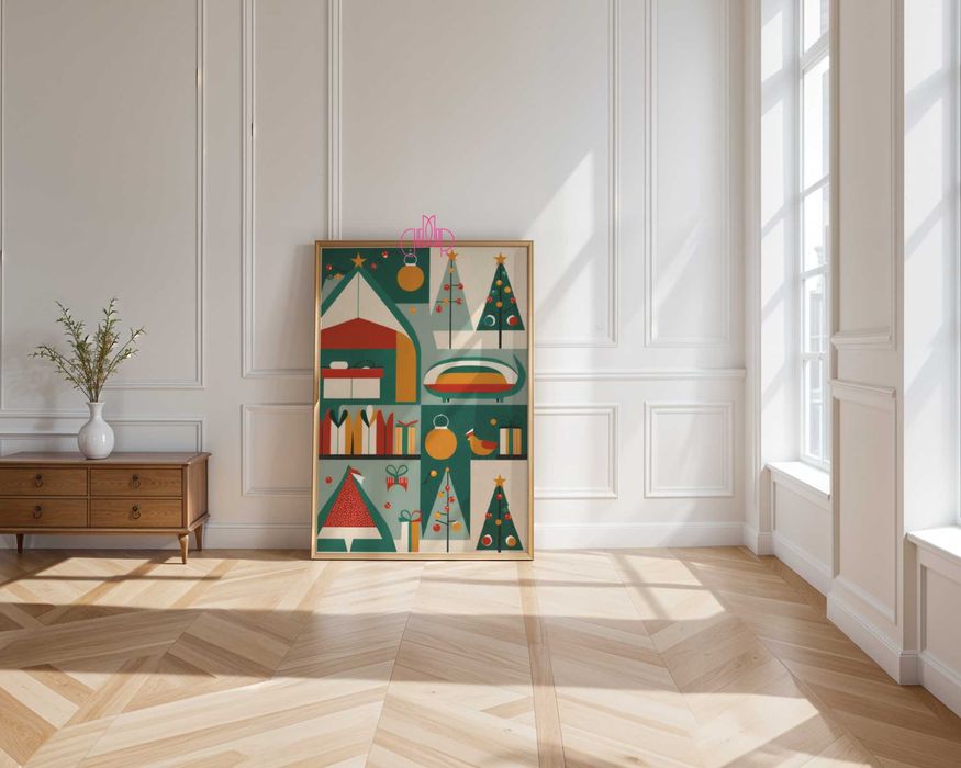 Plakat Świąteczny w stylu retro