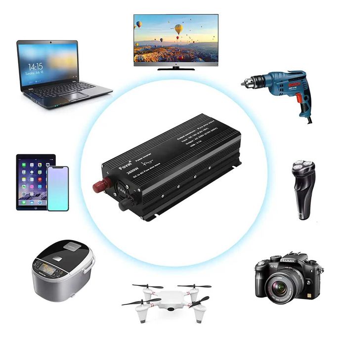 Инвертор Foval 2600W 12-220V чистый синус, преобразователь 12В 220В