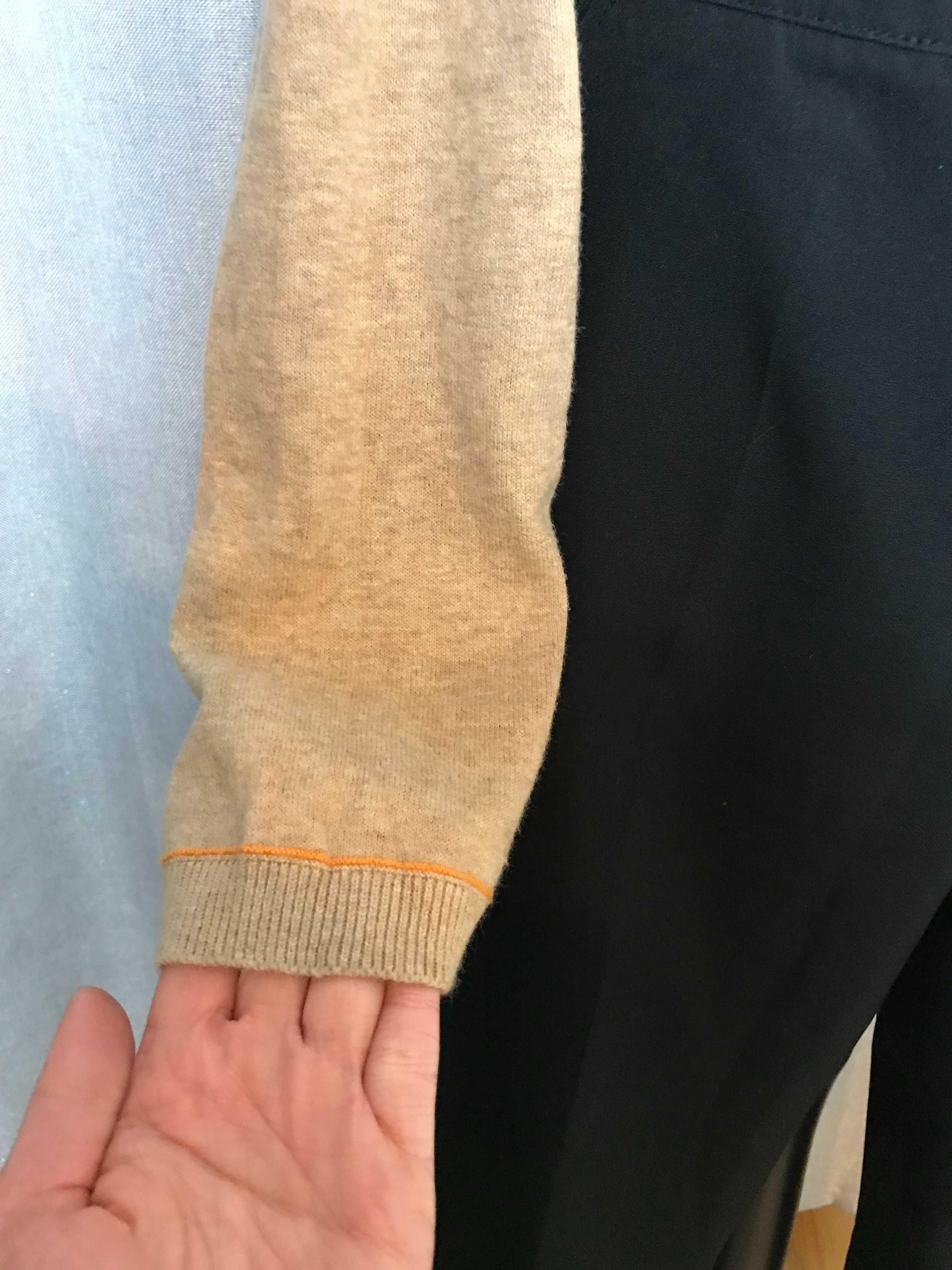 Beżowy karmelowy cienki sweter sweterek bawełna z kaszmir