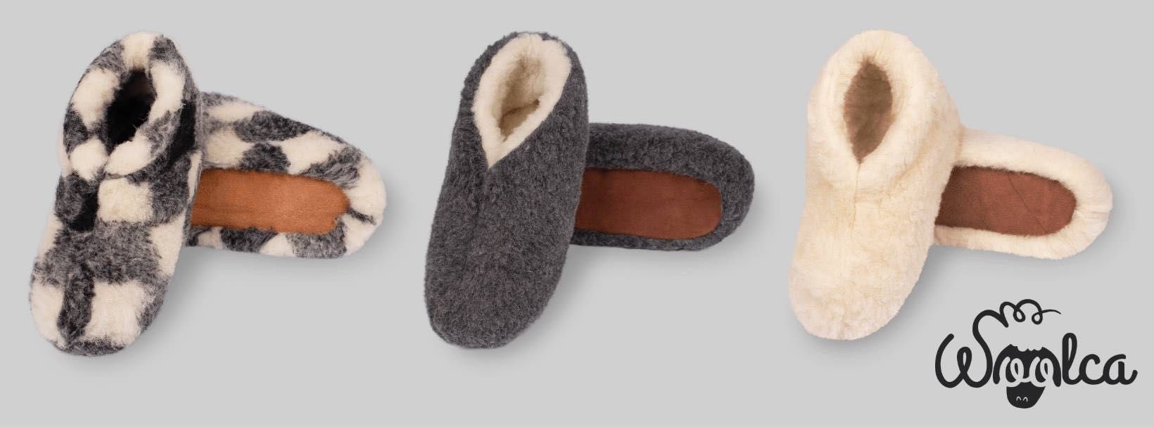 Oryginalne kapcie/bambosze Woolca z wełny merino na prezent r42 outlet