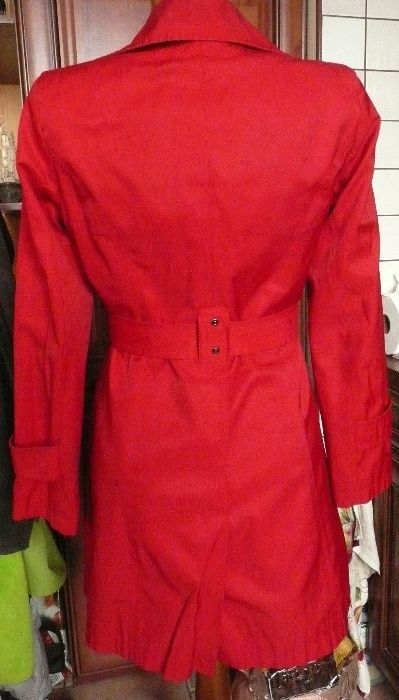 DKNY czerwony płaszcz DONNA KARAN 36 38 płaszczyk