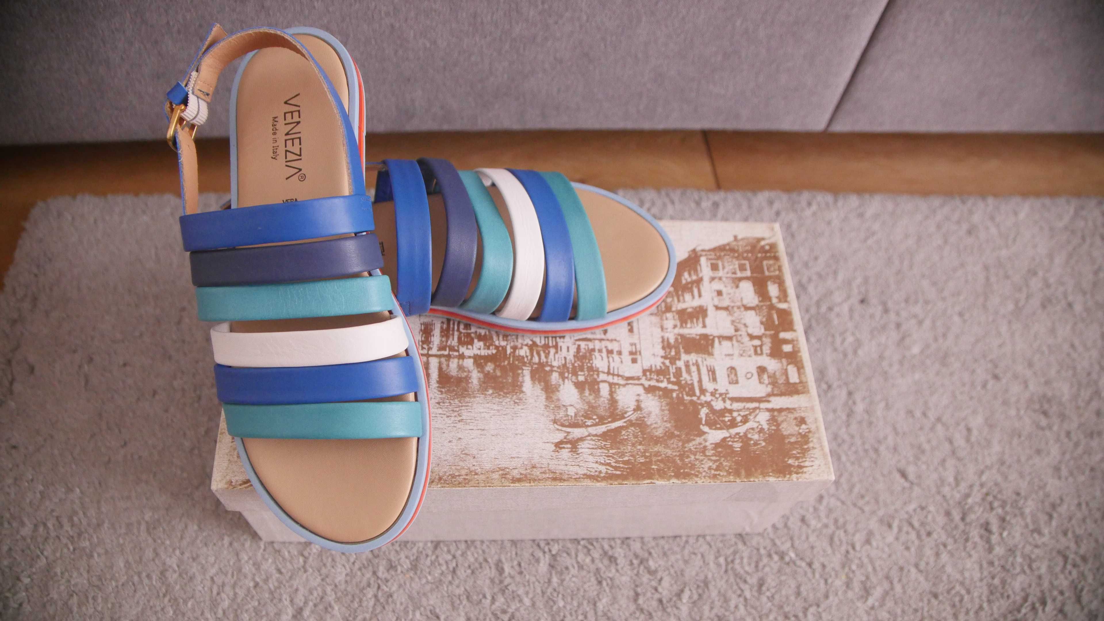 Sandały skórzane VENEZIA 35 (23 cm.) - Nowe.