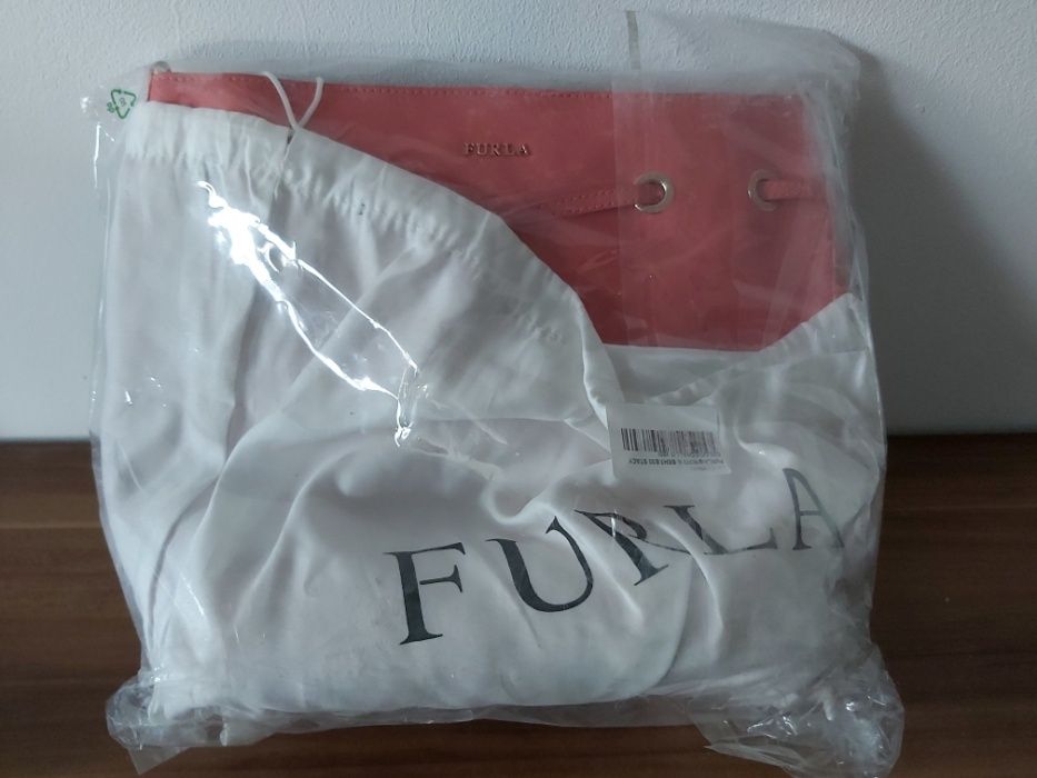 Torebka FURLA torba shoperka róż różowa damska WOREK malina 2w1