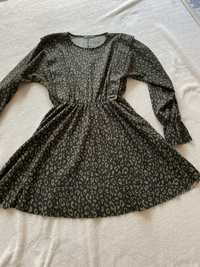 Nowa Sukienka rozkloszowana Zara z długim rękawem gumka w pasie S 36