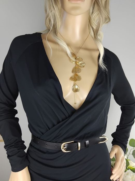 Wiskozowa sukienka midi kopertowa marszczona dopasowana Cubus dekolt V