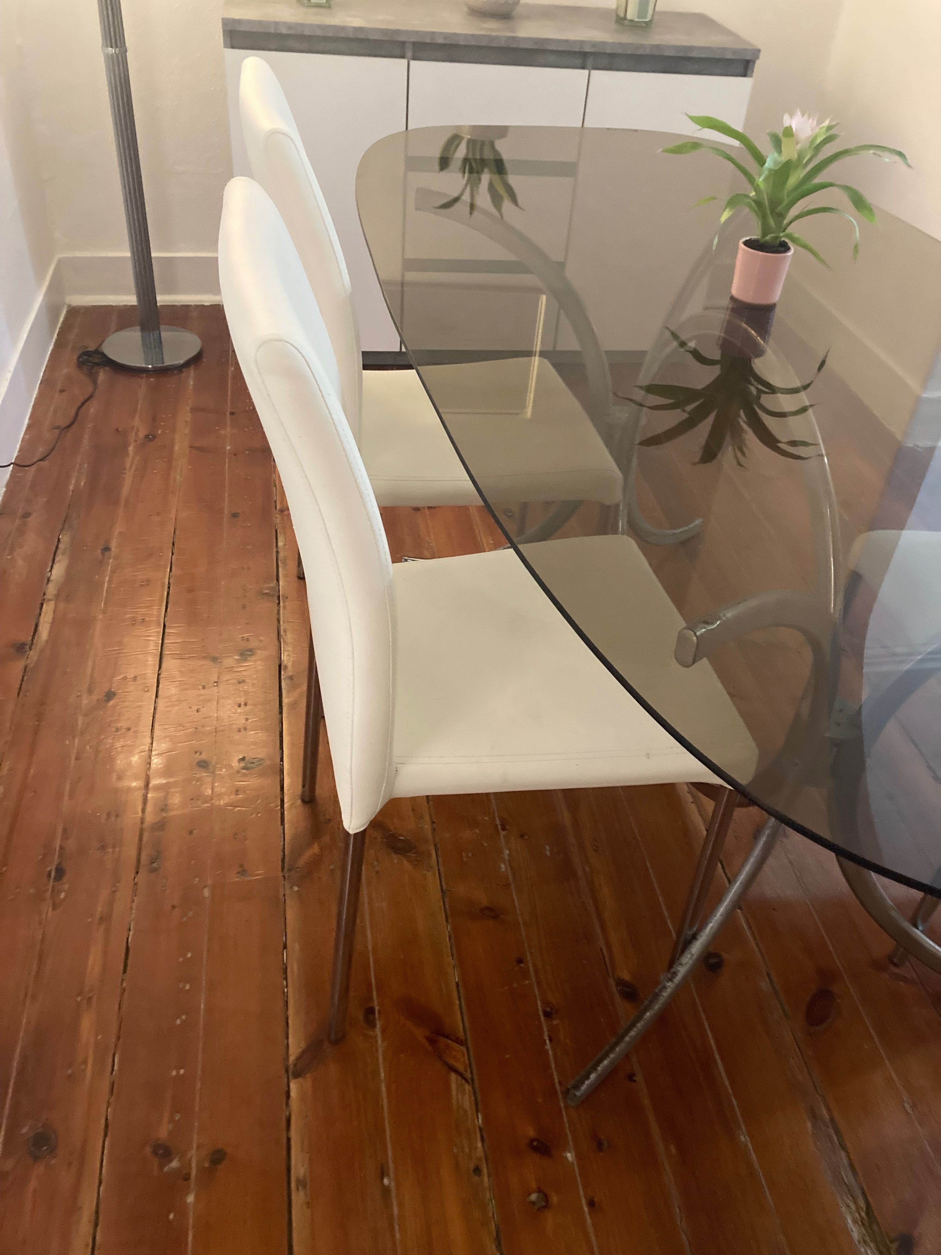 Cadeiras de jantar em couro sintético 90x45