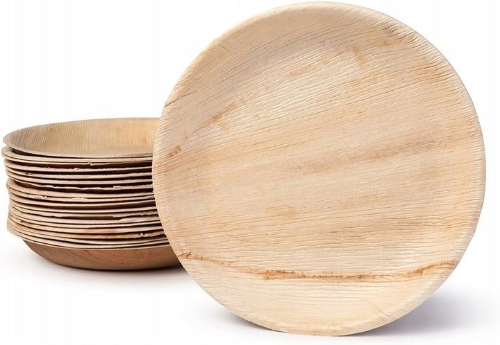 Kompostowalne okrągłe talerze z liści palmowych jednorazowe 25szt BIO