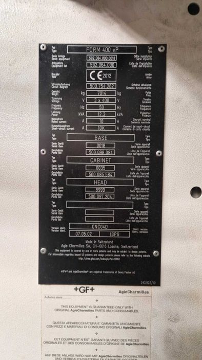 Wgłębne Centrum Elektroerozyjne GF AgieCharmilles FORM 400 vP