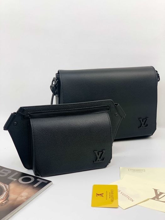 Черная бананка Louis Vuitton плечевая сумка LV слинг Луи Виттон c743