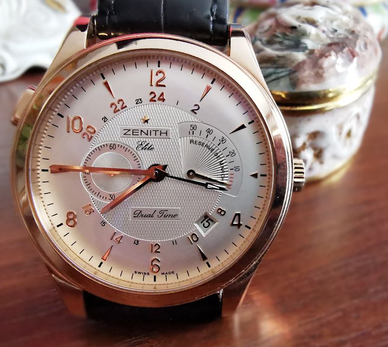 UNIKAT, 18 K Złoto zegarek,ZENITH Elite Dual Time,44mm,Grande Class
