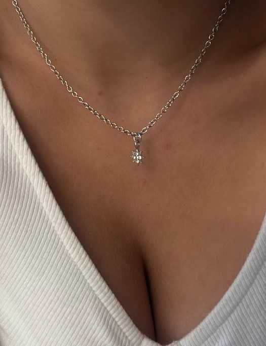 srebrny naszyjnik wisiorek łańcuszek kamień celebrytka choker stal