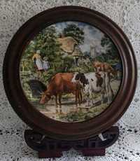 Wedgwood Piękny Kolekcjonerski Talerz Krowy Porcelana obraz vintage