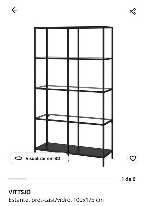 Estante com prateleiras de vidro ikea