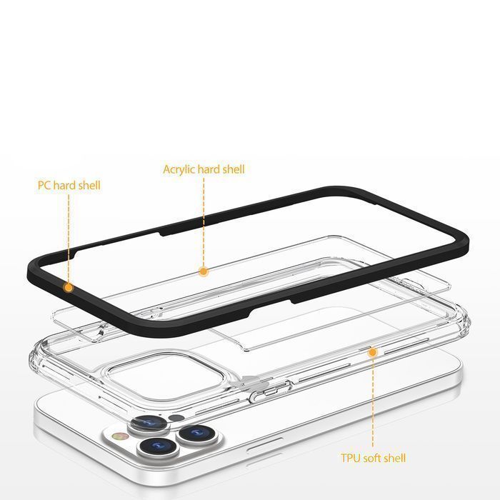 Clear 3In1 Etui Iphone 14 Pro Silikonowy Pokrowiec Z Ramką Czarne