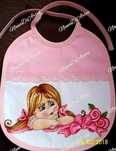 Babete Menina.         Pintura em tecido