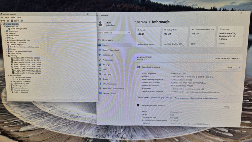 Komputer PC Fujitsu Esprimo P720 i7-4770K/16GB/SSD+HDD/WIN11