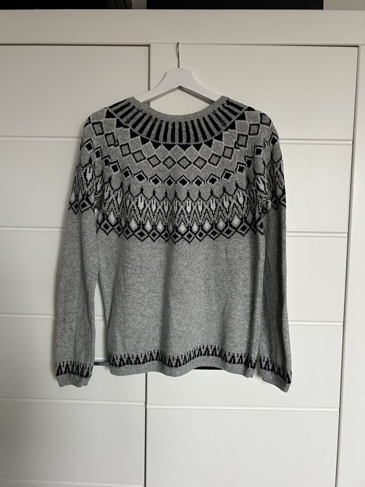 Szary świąteczny sweterek z alpaki H&M L.O.G.G. 38