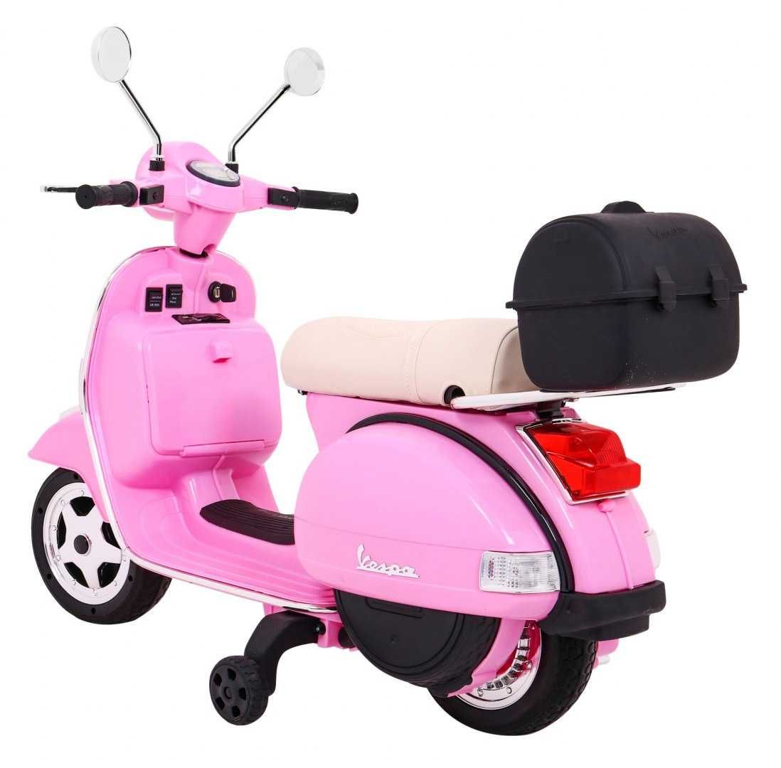 Motor Skuter na akumulator dla dzieci Vespa Róż 2 Silniki Skóra