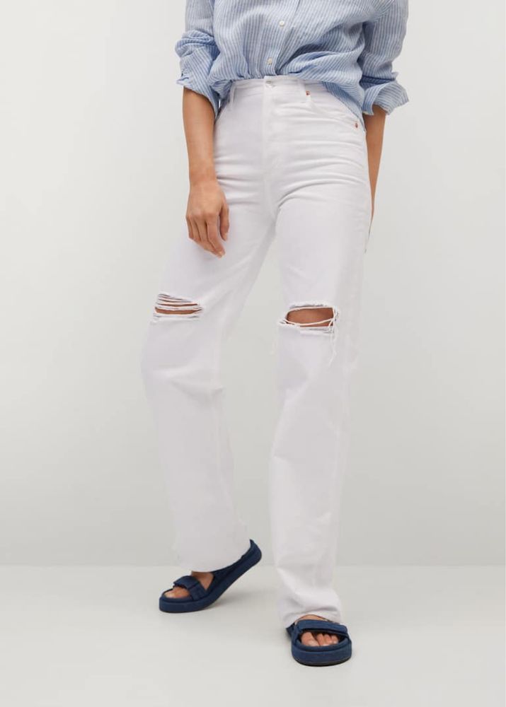 Білі джинси з розрізами wide leg mango / белые джинсы с разрезами 38 M
