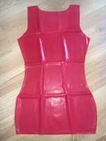 908/ Czerwona S sukienka na ramiączkach latex lateks 0,4 mm przebranie