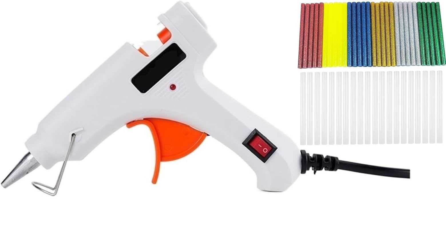 Pistolet do kleju na gorąco 90W biały + 50 szt pałeczek kleju