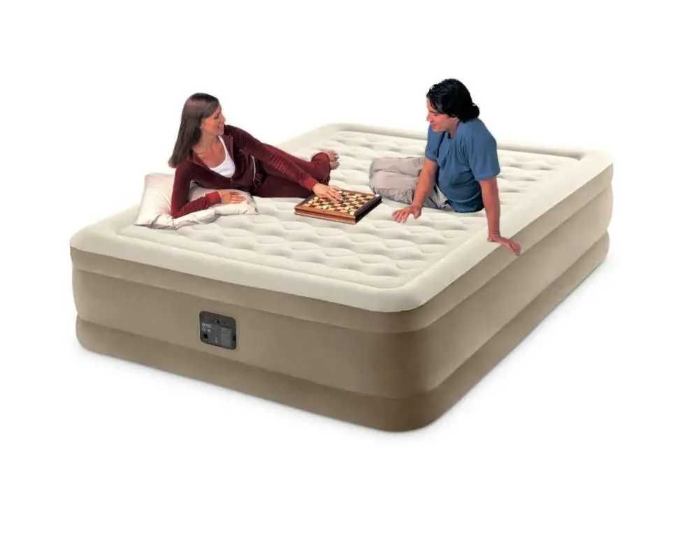 Надувная кровать матрас 203х152х46 двуспальная с электронасосом Intex