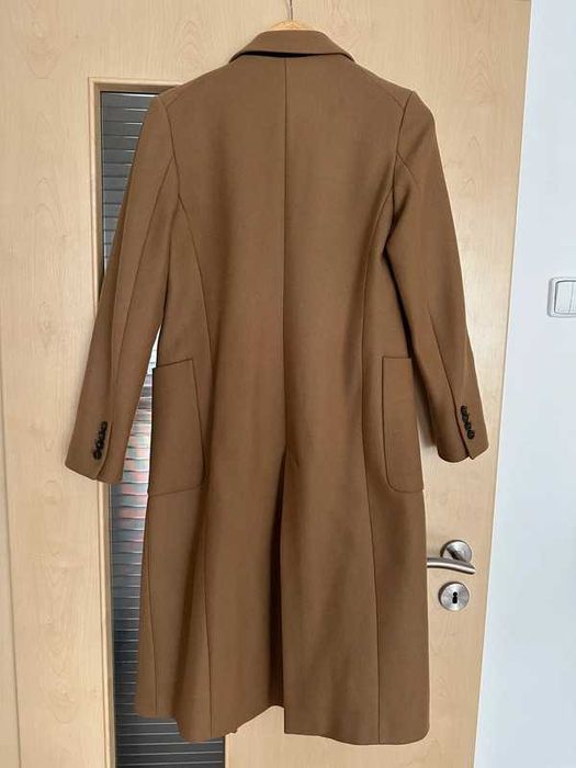 Płaszcz Zara wełna Manteco wełniany brązowy camel rozm XS NOWY