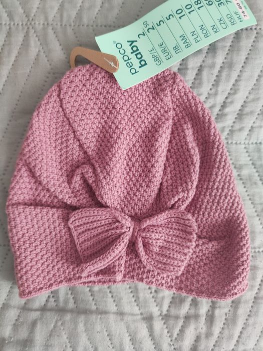 Czapeczka turban czapka z kokardą bawełniana dZiewcEca wiosenna