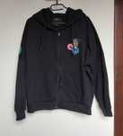 Bluza rozpinana z kapturem oversize czarna z naszywką i napisem unisex