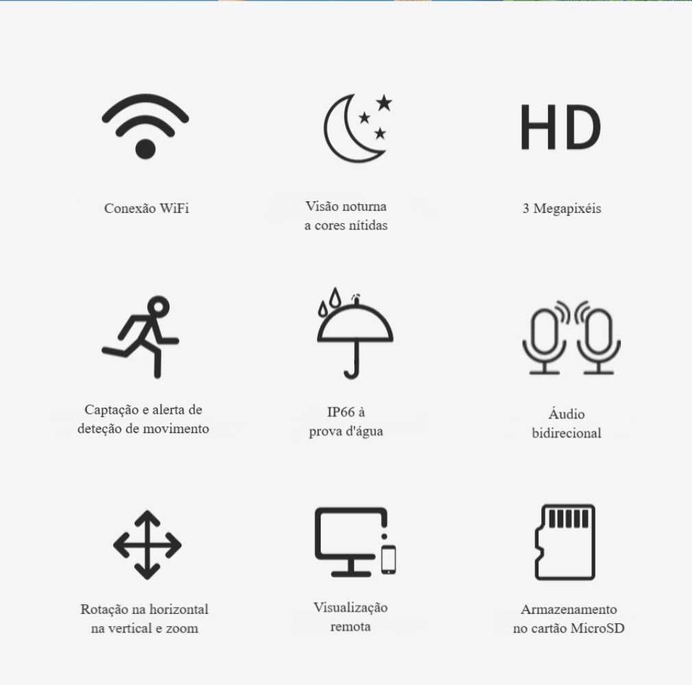 Câmara » PTZ » WiFi » 3MP » Exterior » IP66 » Áudio » Visão Noturna
