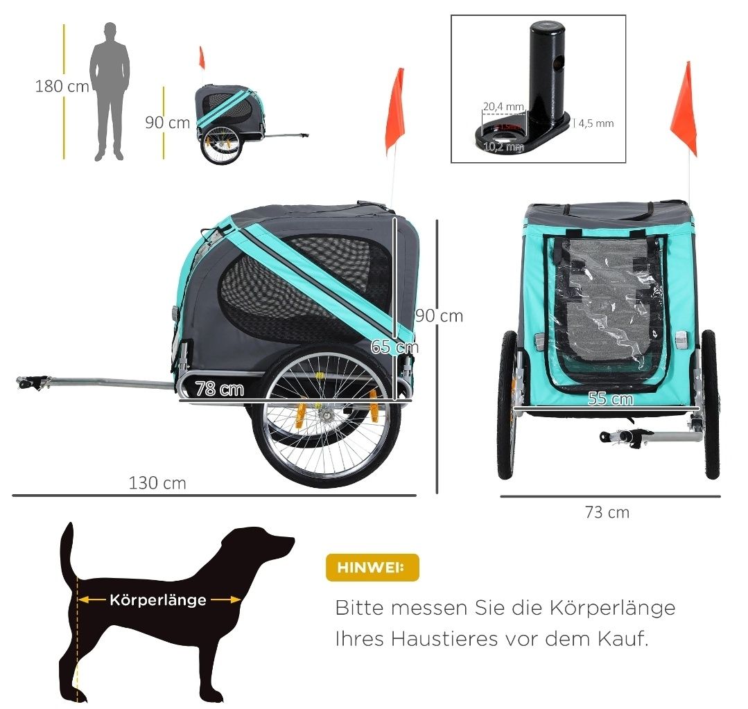Przyczepa rowerowa dla psa wodoodporna riksza wózek przyczepka