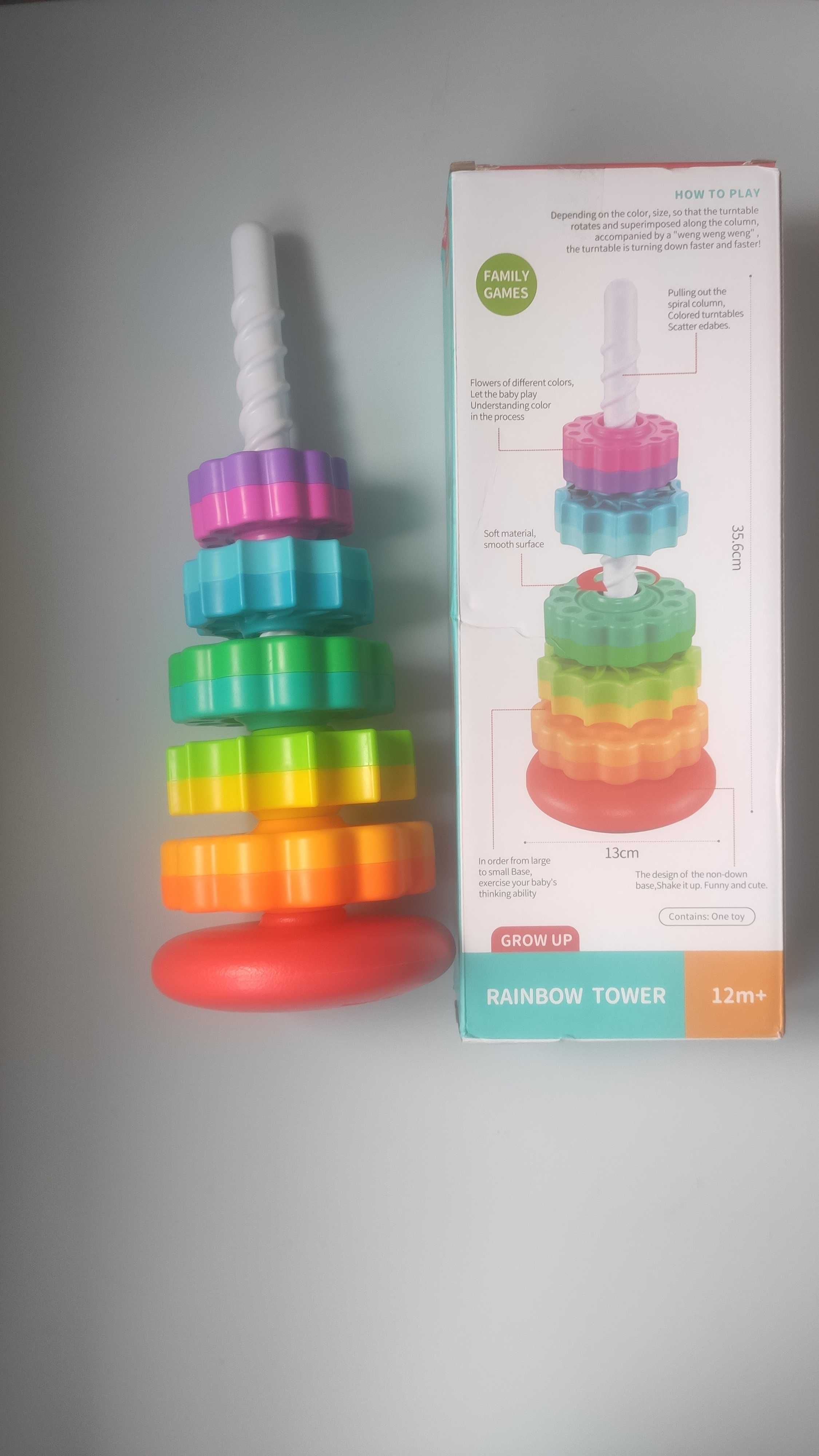 Zakręcona Wieża Tęczowa Sensoryczna Spirala fat brain toys Montessori
