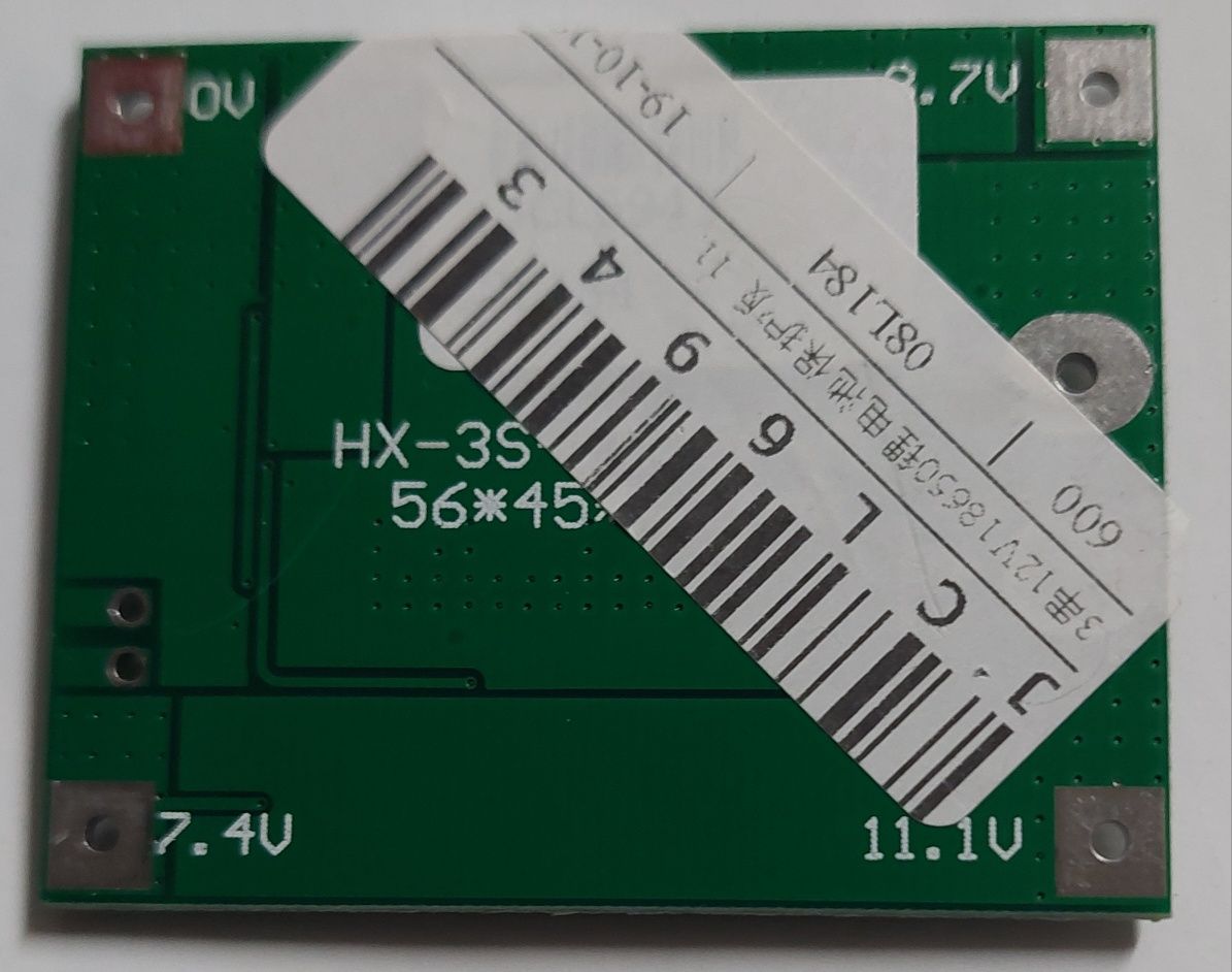 BMS. Zabezpieczenie akumulatora 3S 12V 25A.