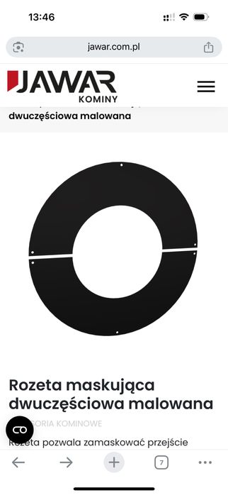 Rozeta maskująca Norweska fi120, montażpod kątem 35-50st