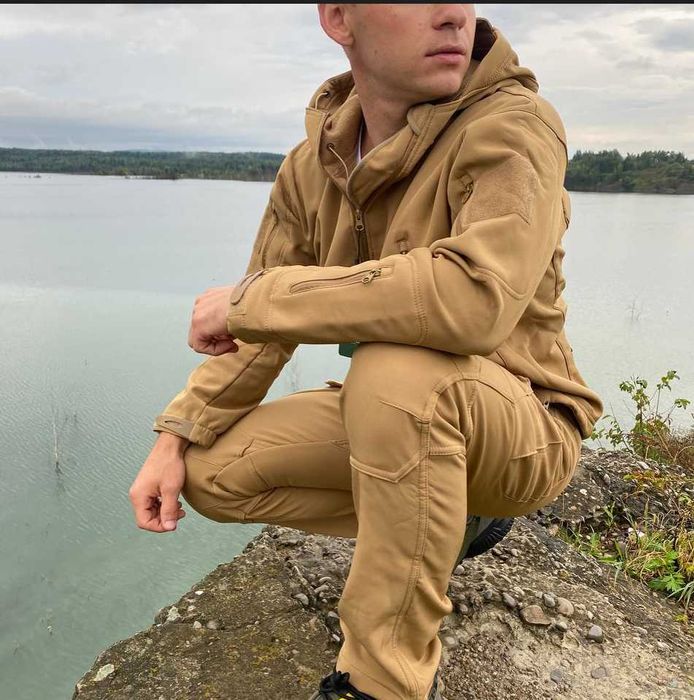 Чоловічий костюм Олива Койот Різні Розміри Softshell Чорний Мультикам