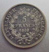 5 франков 1849 ВВ Франция серебро