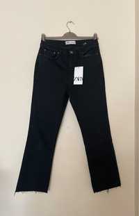 Czarne spodnie jeansowe proste nogawki Zara 38 nowe